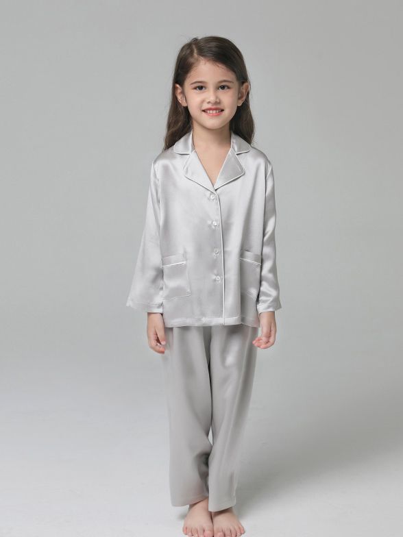 19 Momme Kids Silk Pajamas Set Boys and Girls Silk PJs